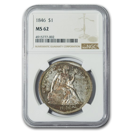 1846 Liberty Seated Dollar MS-62 NGC 1846 Liberty Seated Dollar MS-62 NGC
